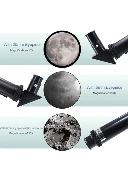 400X70MM Açıklıklı Refrakter Teleskoplar (15X150X), Telefon Adaptörlü Reflex