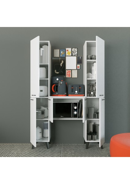 Harmoni 120 cm Depolama ve Kahve Köşesi Dolabı Parlak Beyaz MDF Lam fırsatları