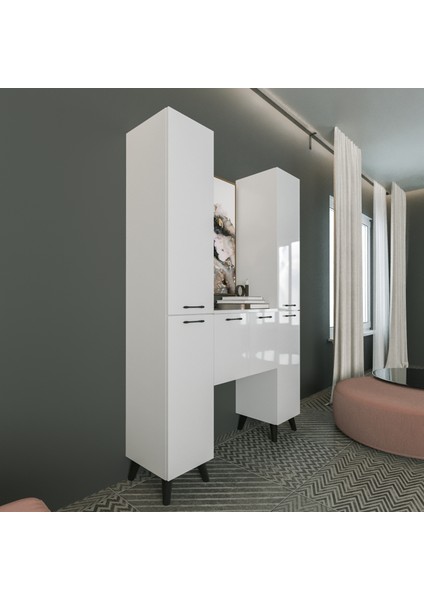 Harmoni 120 cm Depolama ve Kahve Köşesi Dolabı Parlak Beyaz MDF Lam