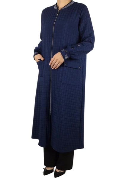 Kadın Önü Fermuarlı Üstten Cepli Kolağzı ve Yaka Ribanalı Mevsimlik Spor Kap