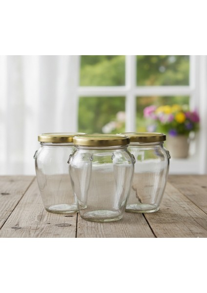 580 cc Kulplu Cam Kavanoz 3’lü Set – Metal Kapaklı, Sızdırmaz ve Şık Sunum
