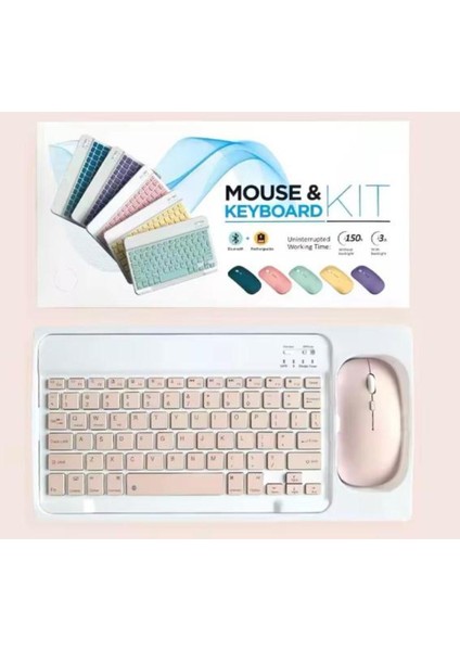 ZR20KM Pembe Kablosuz Klavye Mouse Set
