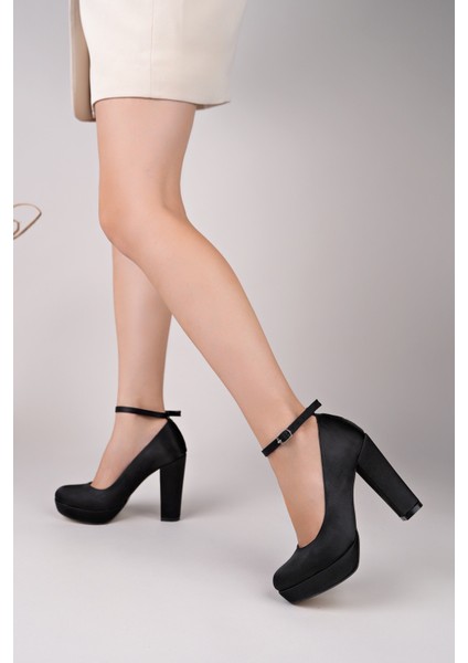 Kadın Siyah Saten Dekolte Platformlu Rahat Şık Topuklu Abiye Ayakkabı fiyatları