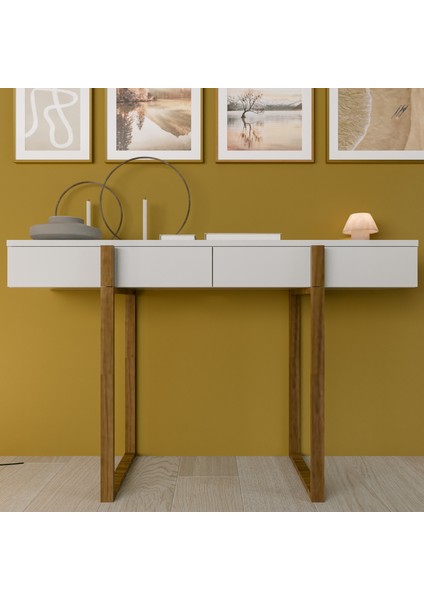 Misis 120 cm Çok Amaçlı Dresuar Parlak Beyaz & Mat Ceviz MDF Lam fırsatları