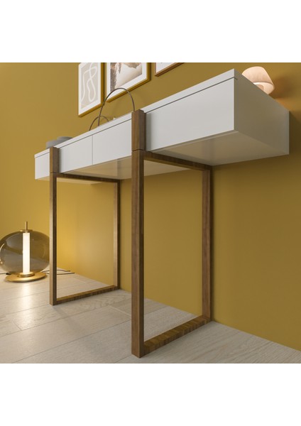 Misis 120 cm Çok Amaçlı Dresuar Parlak Beyaz & Mat Ceviz MDF Lam indirimleri