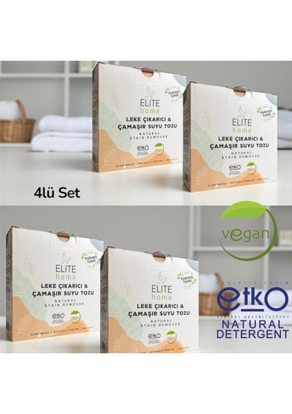 Doğal ve Vegan Sertifikalı Leke Çıkarıcı ve Çamaşır Suyu Tozu 1 kg *4 Adet