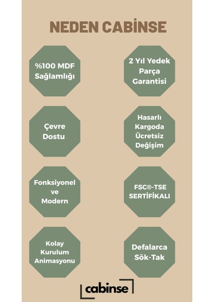 %100 Mdf 3 Kapak 2 Çekmece 7 Raflı Elbise Dolabı Meşe-Softbeyaz Kolay Kurulum Animasyonu