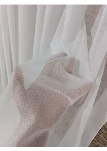 Tül Perde Kristal Tül Yumuşak Dokunuşlu Bambu Zeminli 1/3 Sık Pileli