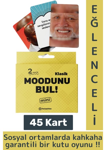 Eğlenceli Genç Yetişkin Özel Gün Arkadaş Yılbaşı Moodunu Bul Mini-Klasik Oyun Kartları 45 Kart