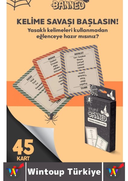 Eğlenceli Aile Arkadaş Okul Sosyalleşme Yaratıcılık Sözel Beceri Gelişimi Oyun Banned-Wizard 45 Kart fiyatları