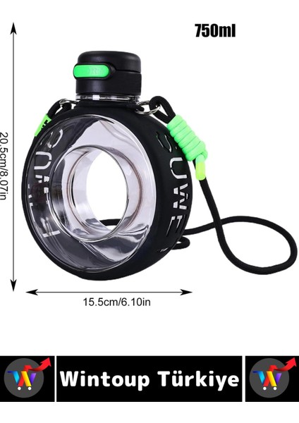 Premium Ergonomik Sızdırmaz Kapak Omuz Askılı Spor Okul Ofis Çok Şık Estetik Su Matarası 750 ml