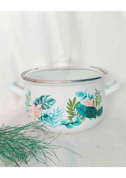 Yaprak Emaye Tencere 4 Litre 22 cm Çap Süt Yoğurt Çorba Tenceresi