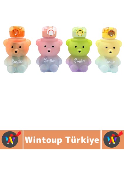 Dayanıklı Ev Ofis Çocuk Okul Outdoor Sızdırmaz Kapaklı Sevimli Ayıcıklı Pipetli Su Matarası 500 ml fiyatları