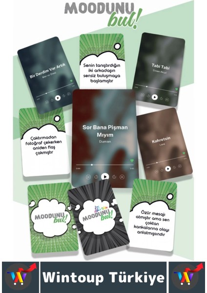 Eğlenceli Genç Yetişkin Arkadaş Müzik Oyunu Moodunu Bul Mini-Lyric Vibe Oyun Kartları 45 Kart fiyatları