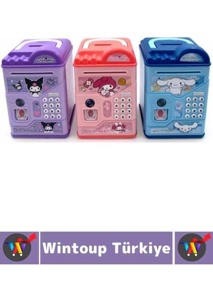 Eğlenceli Çocuk Para Biriktirme Alışkanlığı Kazandıran Kuromi Şifreli Parmak Izli Sesli Atm Kumbara modelleri