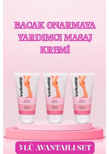 Varikostop Cream Bacak Onarım Bakım Kremi 50 ml x 3 Adet