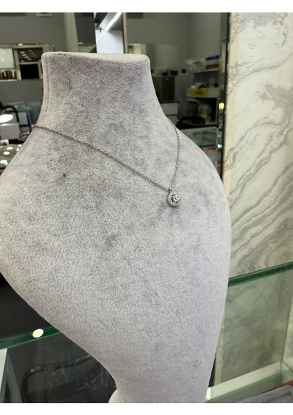 Minimal Hayalet Tek Taş Gümüş Kolye fiyatları