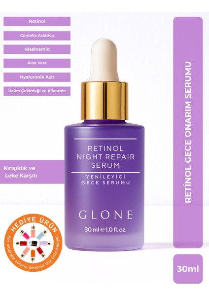 Retinol Gece Bakım Serumu | 30ml | Yaşlanma, Kırışıklık ve Leke Karşıtı Cilt Yenileyici Formül