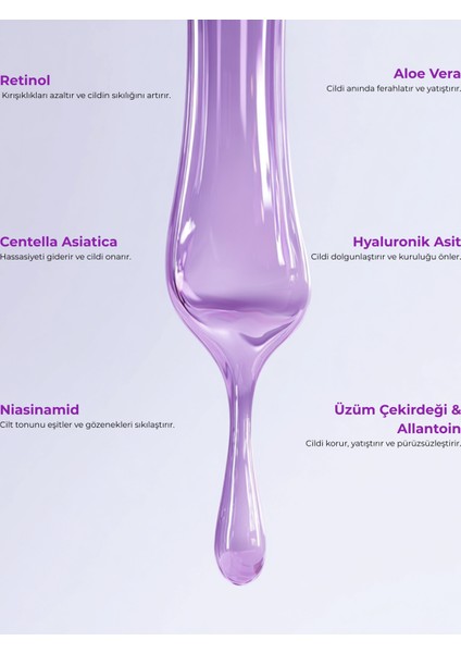 Retinol Gece Bakım Serumu | 30ml | Yaşlanma, Kırışıklık ve Leke Karşıtı Cilt Yenileyici Formül modelleri