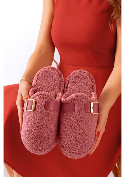 Kadın Ev Terliği Sessiz Taban Kemer Geçmeli Şık Giyim Çeyiz Bohça Misafir Terliği