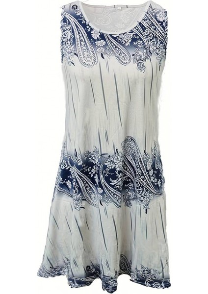 Kadın Kolsuz Bisiklet Yaka Desenli Süprem Elbise fırsatları