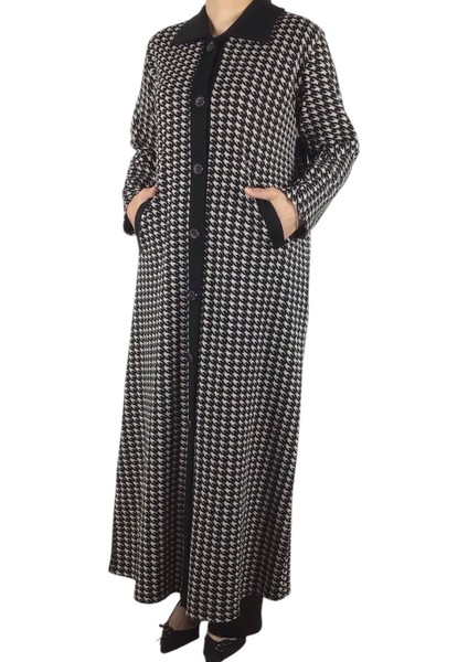 Kadın Desenli Önü Düğmeli Cepli Çelik Örgü Pardesü modelleri