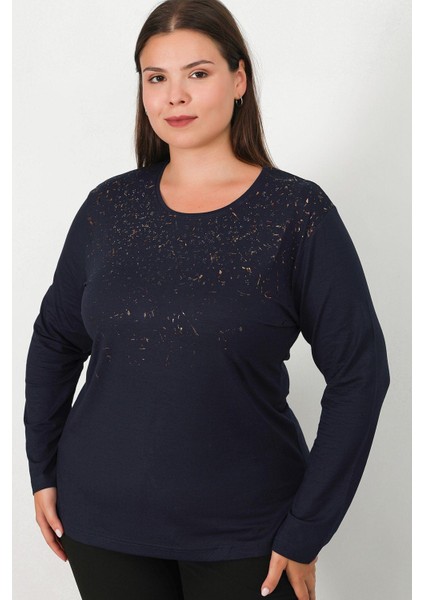 Taşlı ve Baskılı Penye Bluz 8010 fiyatları