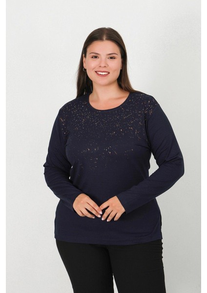 Taşlı ve Baskılı Penye Bluz 8010 modelleri