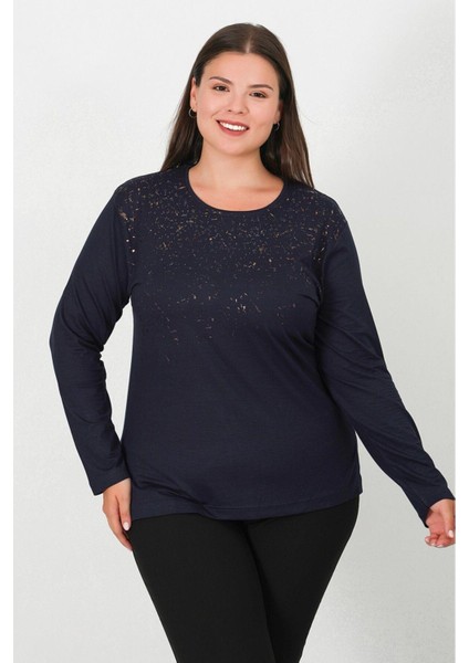 Taşlı ve Baskılı Penye Bluz 8010 fırsatları