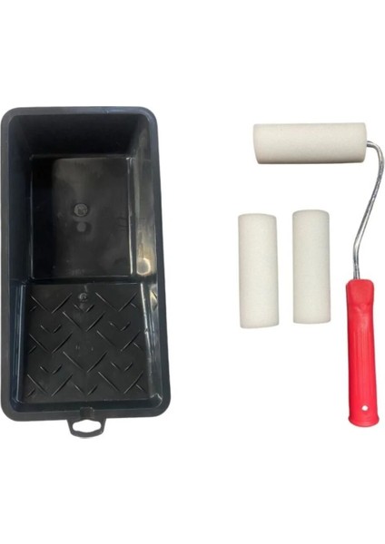 Rulo Tavası ve Metal Sünger Rulo 10 cm 3 Lü + Tava