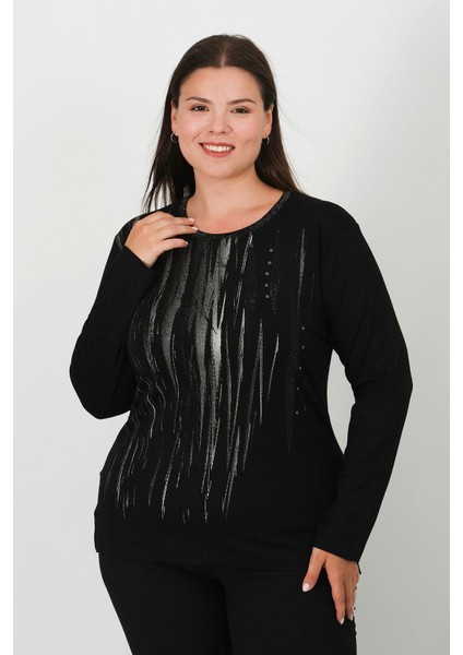 Taşlı ve Baskılı Penye Bluz 1100 fiyatları