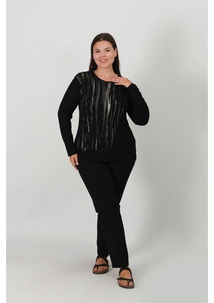 Taşlı ve Baskılı Penye Bluz 1100 modelleri