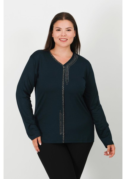 Taş Baskılı Penye Bluz 0611