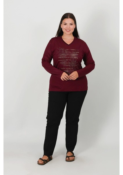 Taşlı ve Baskılı Penye Bluz 7819 fiyatları