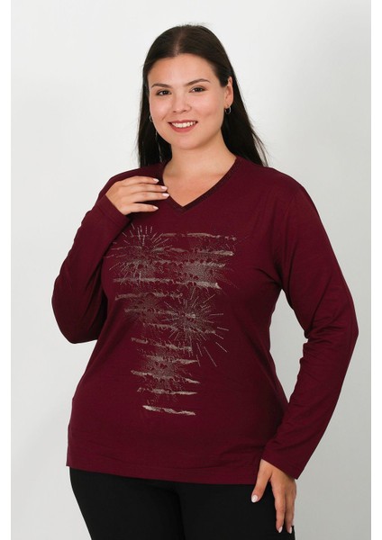Taşlı ve Baskılı Penye Bluz 7819 modelleri