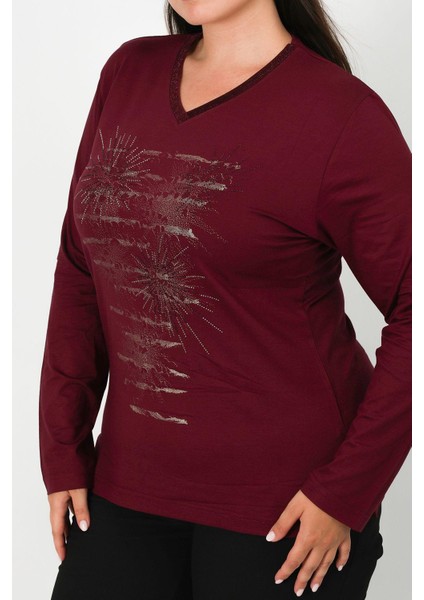 Taşlı ve Baskılı Penye Bluz 7819 fırsatları