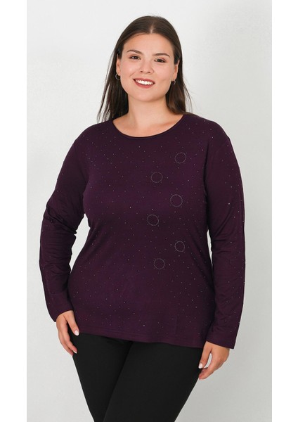 Taş Baskılı Penye Bluz