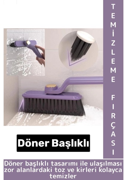 Ergonomik Zemin Derz Köşe Mutfak Banyo Zor Nokta Toz Kir Döner Başlıklı Cımbızlı Temizlik Fırçası