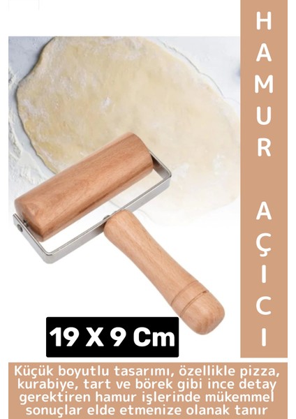 Ergonomik Kolay Tutuş Pizza Kurabiye Hamur Şekillendirici Hijyenik Doğal Ahşap Hamur Açma Rulosu