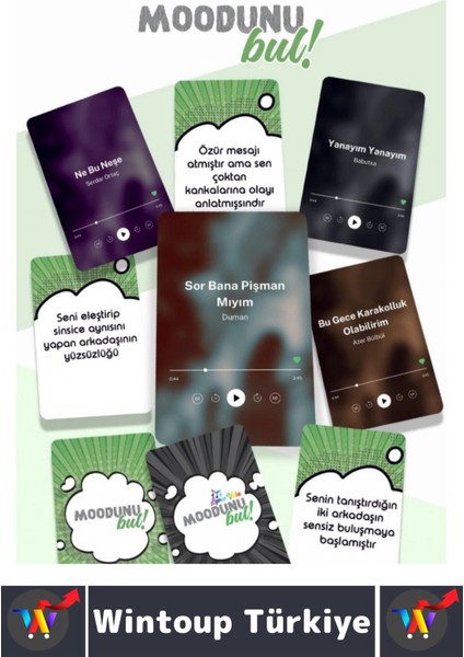 Eğlenceli Genç Yetişkin Arkadaş Müzik Oyunu Moodunu Bul-Lyric Vibe Oyun Kartları 150 Kart fiyatları