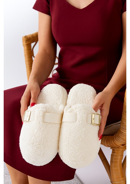 Kadın Ev Terliği Sessiz Taban Kemer Geçmeli Şık Giyim Çeyiz Bohça Misafir Terliği