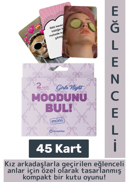 Eğlenceli Genç Yetişkin Arkadaş Yılbaşı Komik Moodunu Bul Mini-Girls Night Oyun Kartları 45 Kart