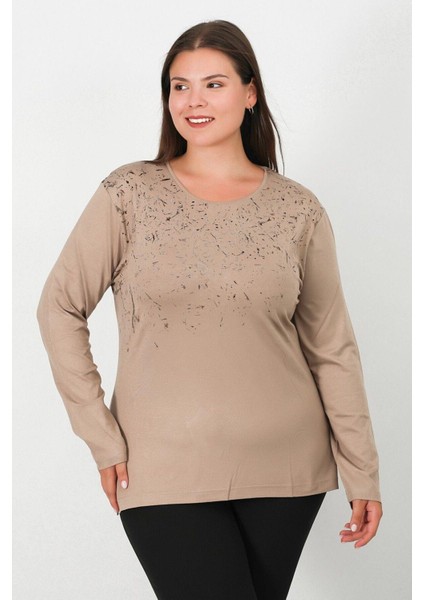 Taşlı ve Baskılı Penye Bluz 8010 fiyatları