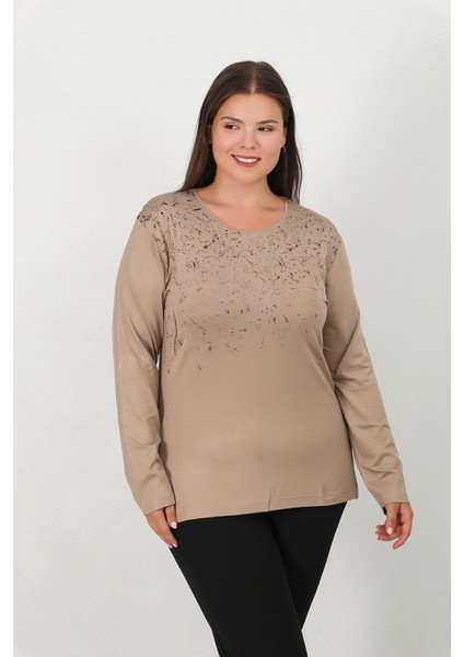 Taşlı ve Baskılı Penye Bluz 8010 modelleri
