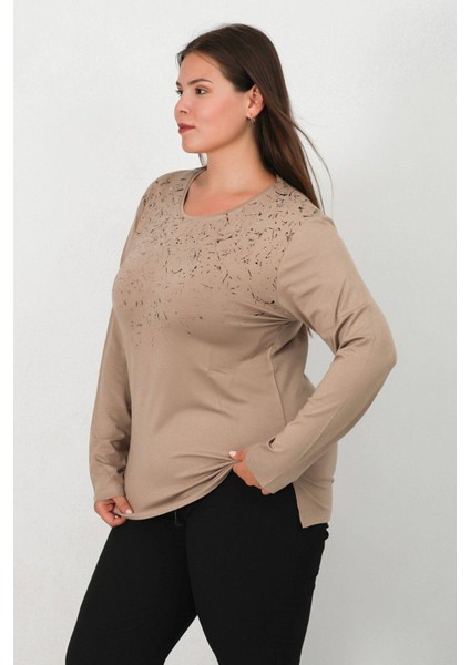 Taşlı ve Baskılı Penye Bluz 8010 fırsatları