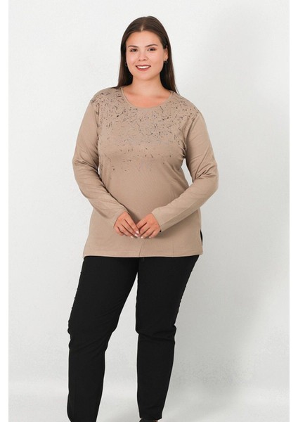 Taşlı ve Baskılı Penye Bluz 8010 indirimleri