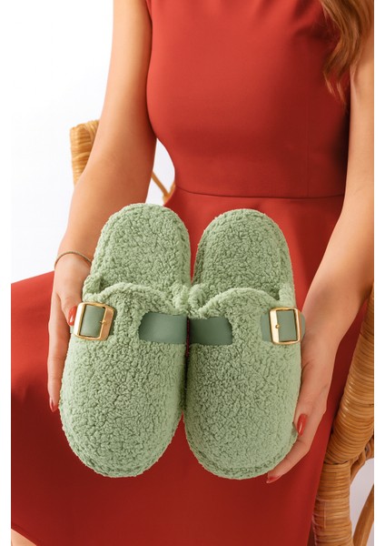 Kadın Ev Terliği Sessiz Taban Kemer Geçmeli Şık Giyim Çeyiz Bohça Misafir Terliği