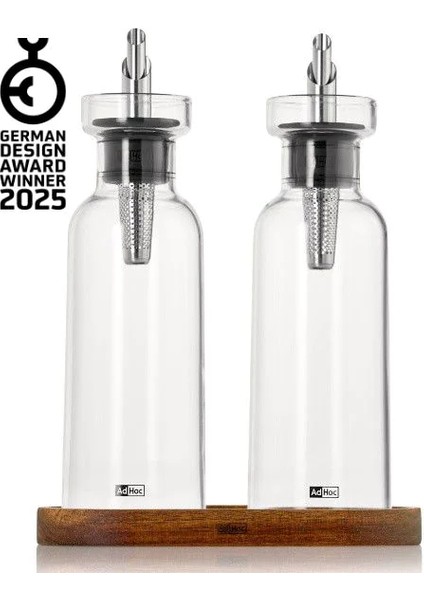 Set Öl ve Sirke Dispensörü Menage Aromapour, Altlık ile Birlikte