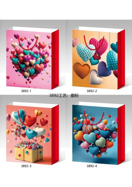 Büyük Boy Kalp Desenli Karton Çanta fiyatları