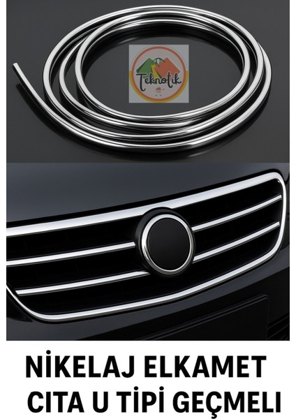 Mercedes Vario Uyumlu Nikelaj U Tipi Nikelaj Çıta Kapı & Panjur Için Krom Detay 15 Metre